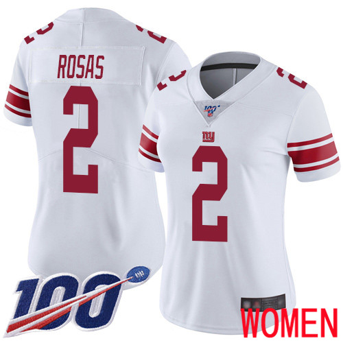 Women New York Giants #2 Aldrick Rosas White Vapor Untouchable Limited Player 100th Season Football NFL Jersey